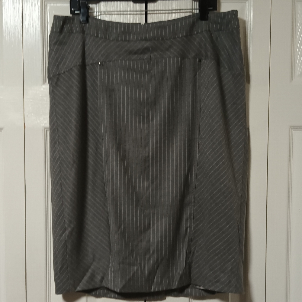Marina Rinaldi Charcoal Pinstripe Pencil Skirt